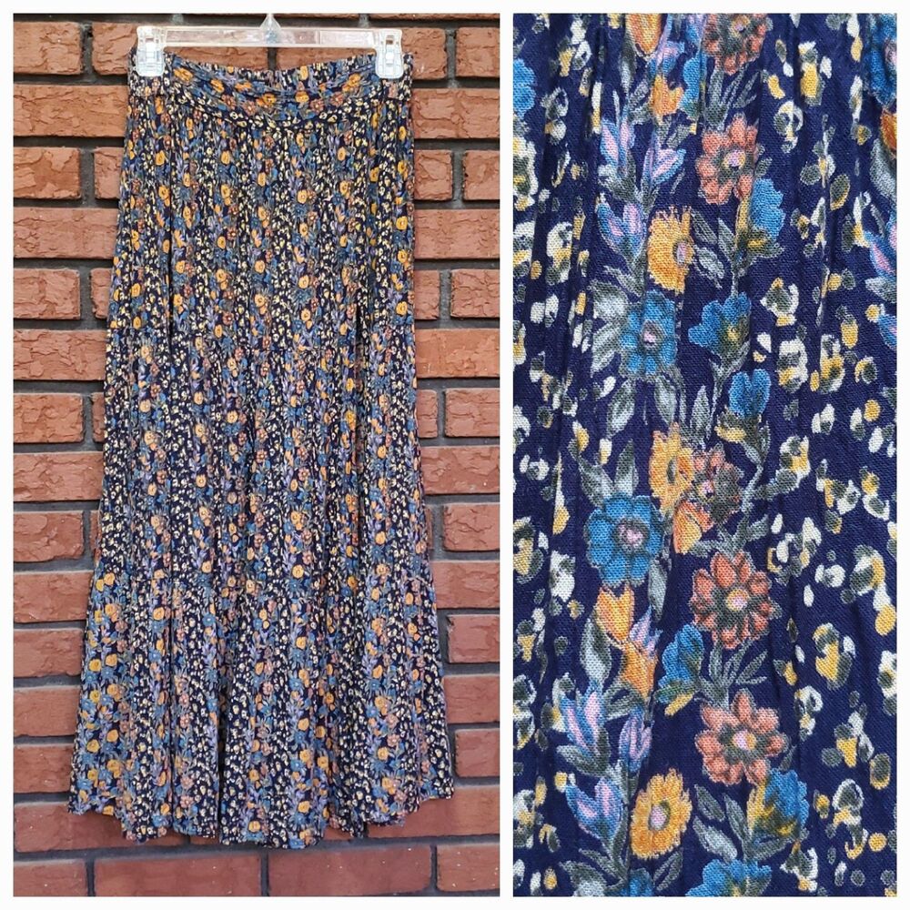 Angie Floral Maxi Skirt Sz M Cowgirl Western Rodeo Country Boho Cottage